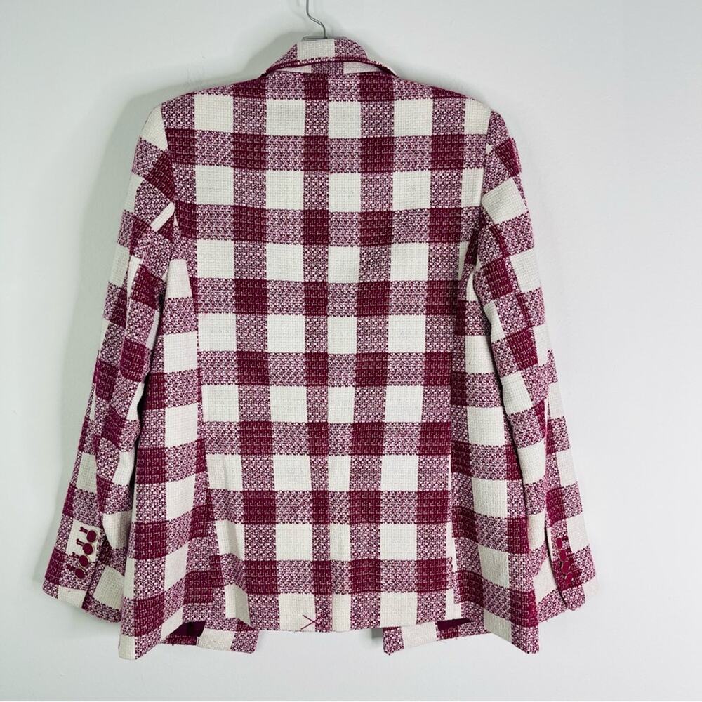 NEW Liz Claiborne pink white check button wool preppy office tweed blazer 2P - Picture 7 of 7